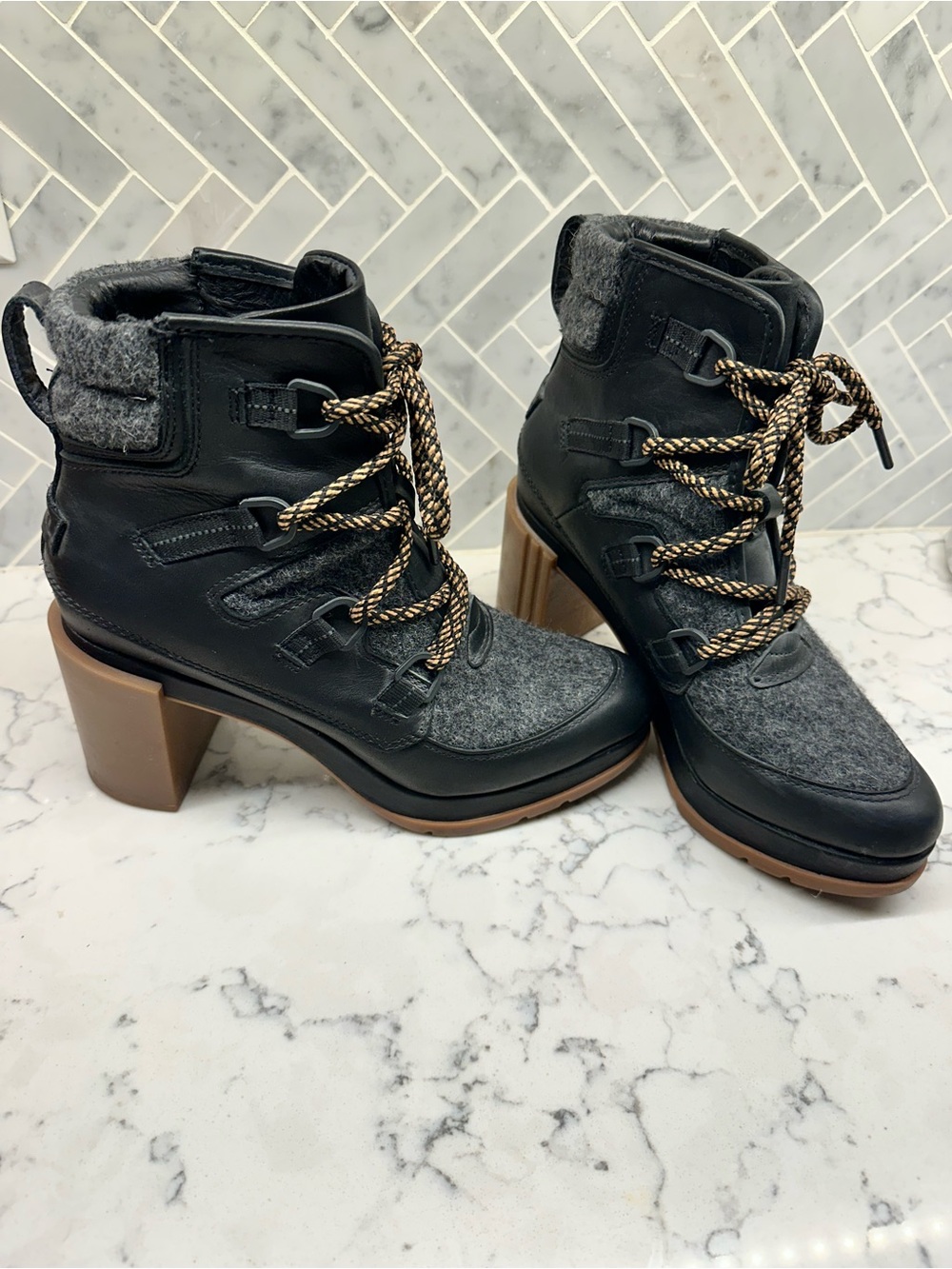 Sorel Black and Gray Margo Lace Up Boot